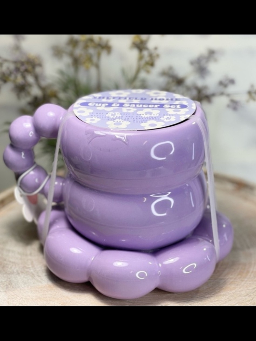 Sheffield Home Lavender Ceramic Cup & Saucer Set